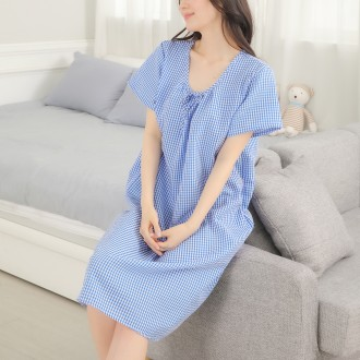 지지미 원피스 파자마 시원한 잠옷 여성용 여름 나시 반팔 귀여운 임산부 빅사이즈 여자 홈웨어 상품 이미지