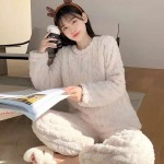 [GS마켓] 극세사 양면 수면잠옷 세트 겨울 보온 홈웨어 상하 남녀공용 포근한 파자마 세트 상품 이미지