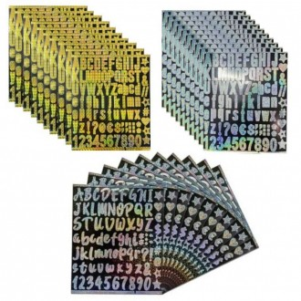 3종 숫자 반짝이 890pcs 레이저 글리터 스티커 알파벳 상품 이미지